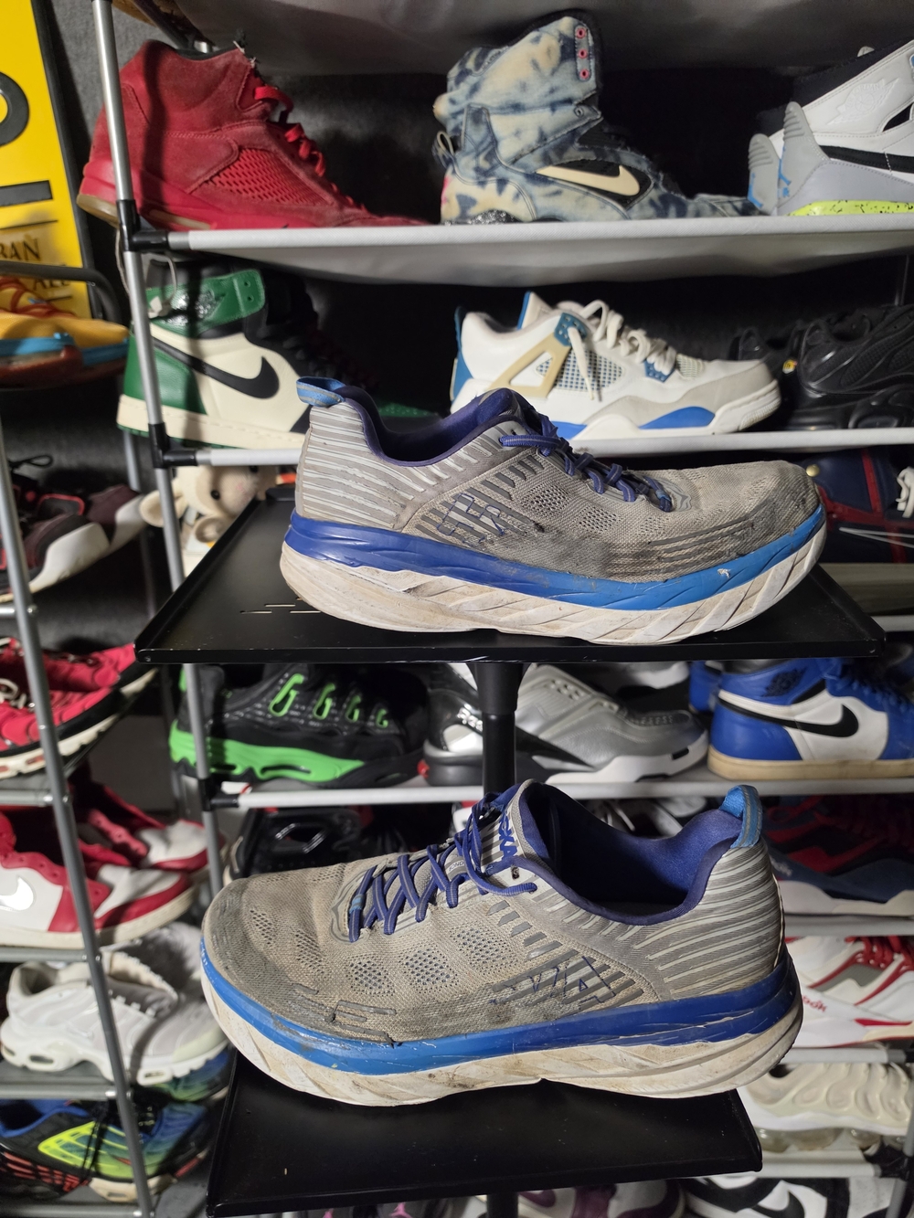 🔥 Hoka Bondi 6 Men's Size 12.5 Gray and Blue Hoka Running Sneakers